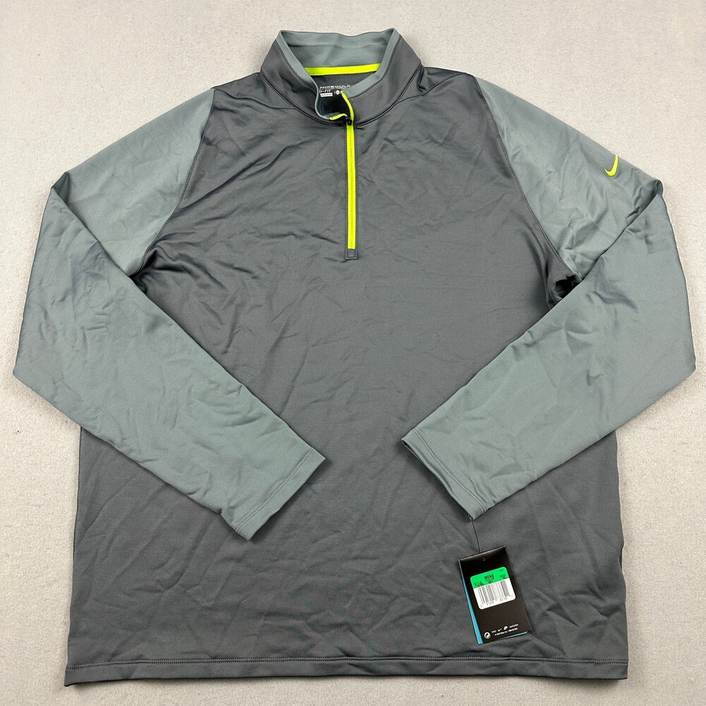 Nike Golf Sweater Men XL Gray 1/4 Zip Pullover Stay Cool Golfer Cover Up Swoosh